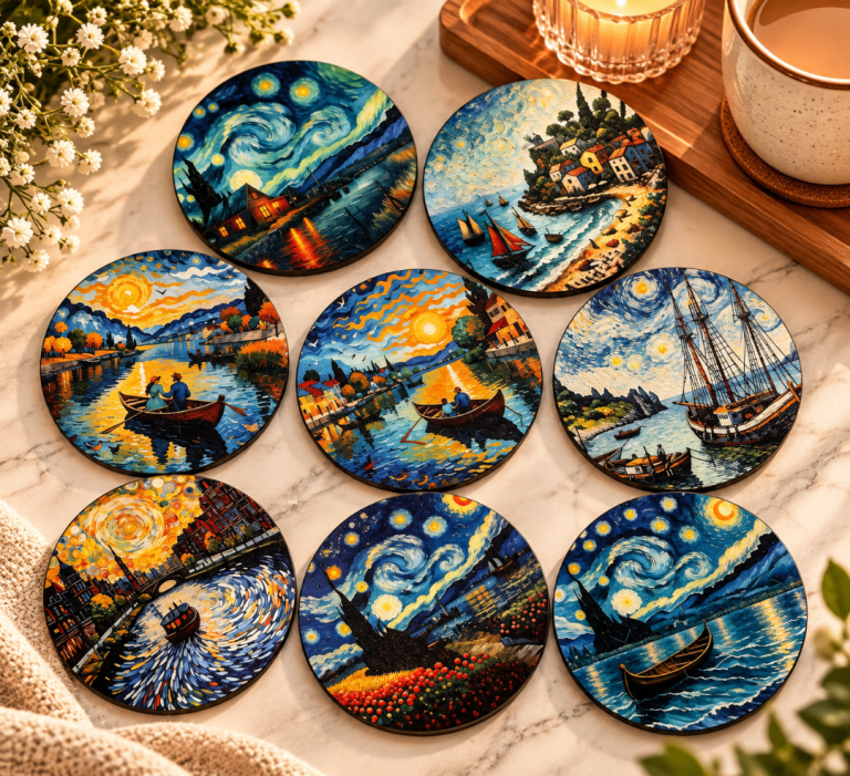 NEW - Van Gogh Inspired Art Coasters – Set of 8
