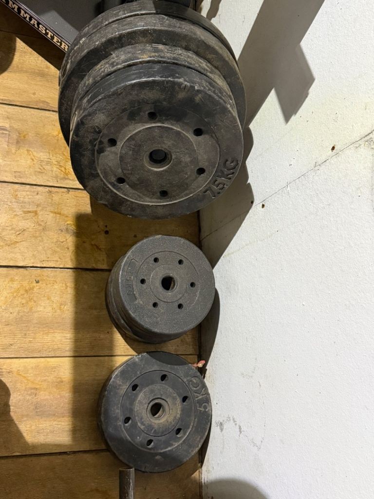 Vinyl weight plates and lock spin bar  35kg  total