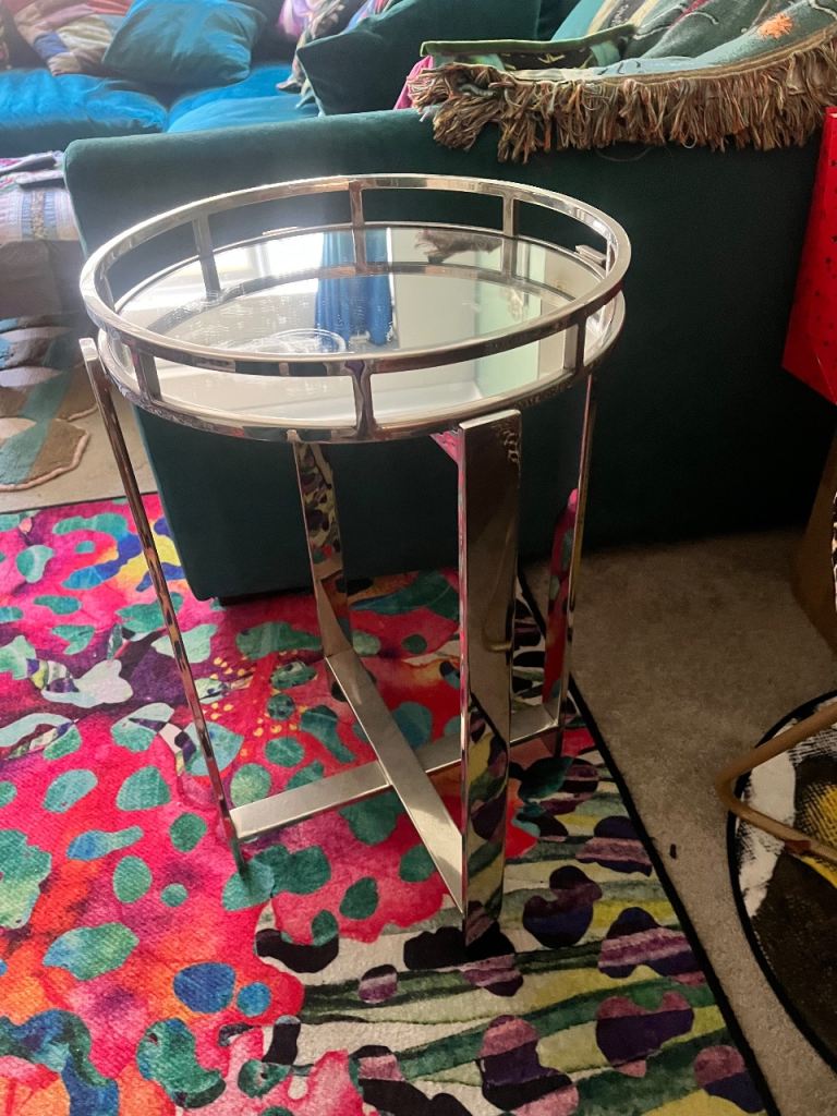 Silver Mirrored tray table 