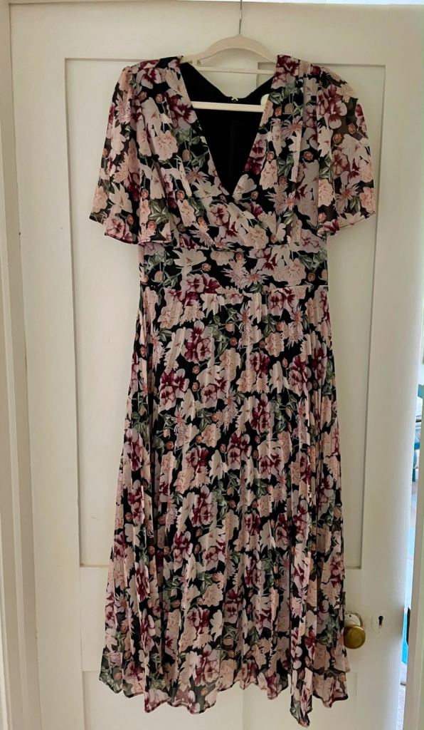 Jolie Moi Floral Print Pleated Midi Dress, UK Size 10