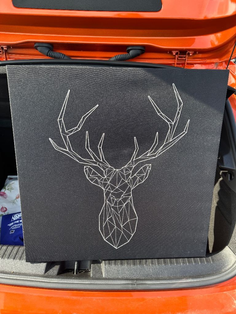 Geometric Stag Head Canvas Print – Black