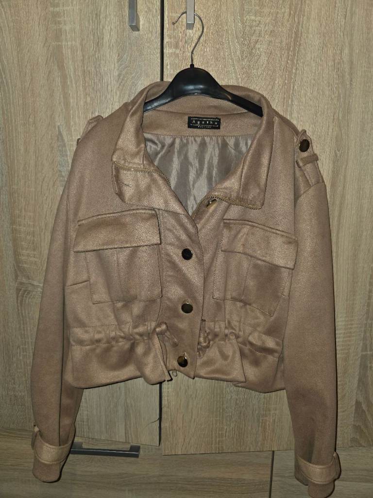 Topshop Cropped Beige Jacket Size XS