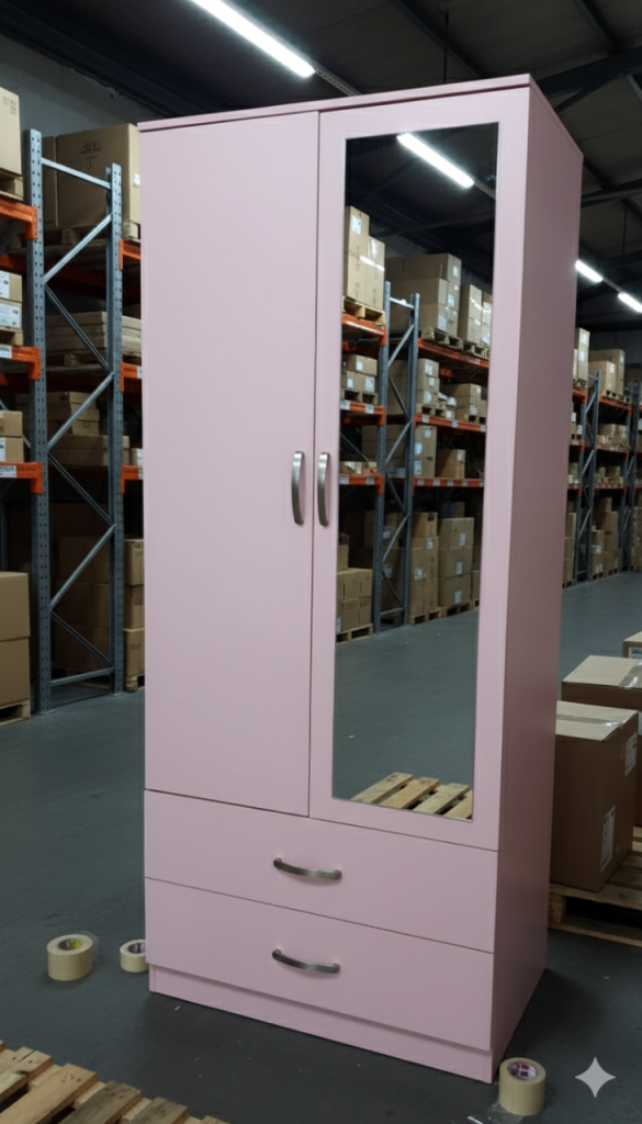 2 Doors wardrobe with mirror and drawers for sale 