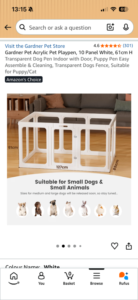 PUPPY/SMALL DOG TRANSPARENT PLAYPEN 