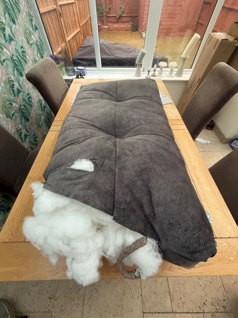 FREE - Grey Fabric Sofa Cushion – Needs Repair or for spared