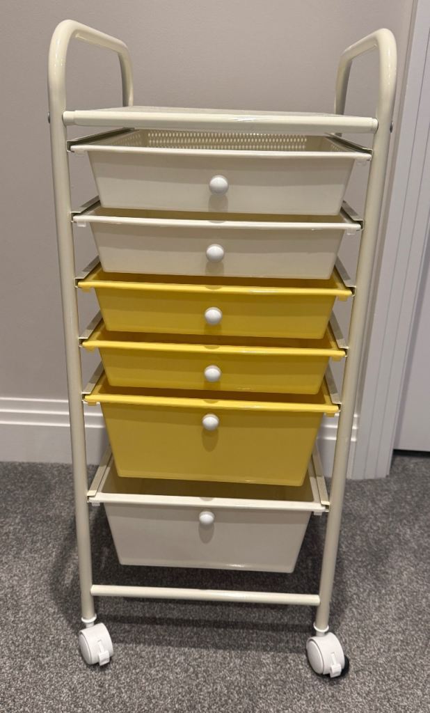 Drawers Storage Trolley, Multipurpose Utility Rolling Cart on Wheels, Plastic Organizer Unit 