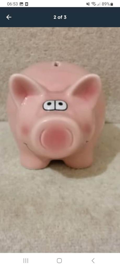 Ceramic Pig Money Piggy Bank. Pink.