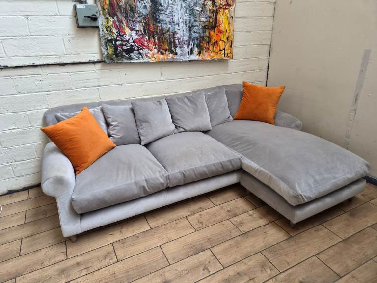 Loaf Crumpet Extra large corner sofa on dove grey velvet RRP £4000