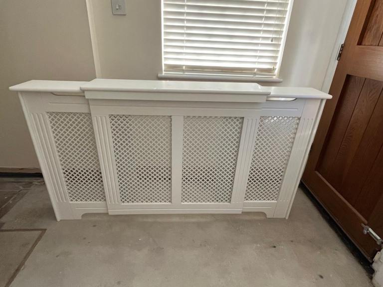 Pair of White Wooden Radiator Covers – Good Condition