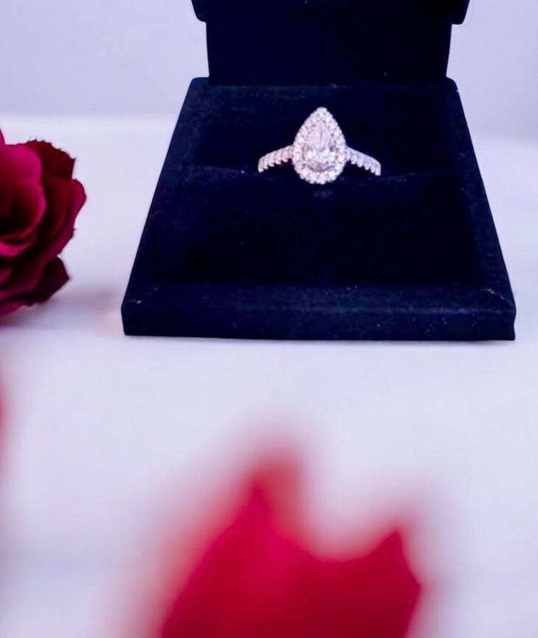 GIA Certified Platinum Pear-Shaped Diamond Engagement Ring