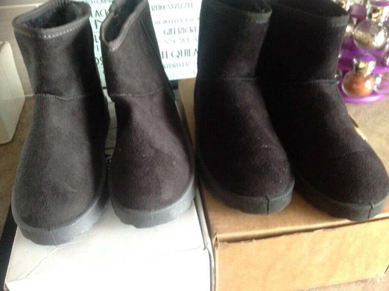 2 pair NEW SUEDE BOOTS SIZE 5 ONE PAIR BLACK AND ONE PAIR GREY £10 FOR BOTH 