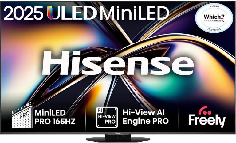 Hisense 55" 55U8QTUK MiniLED ULED 165Hz Smart AI TV NEW COLLECTION ONLY