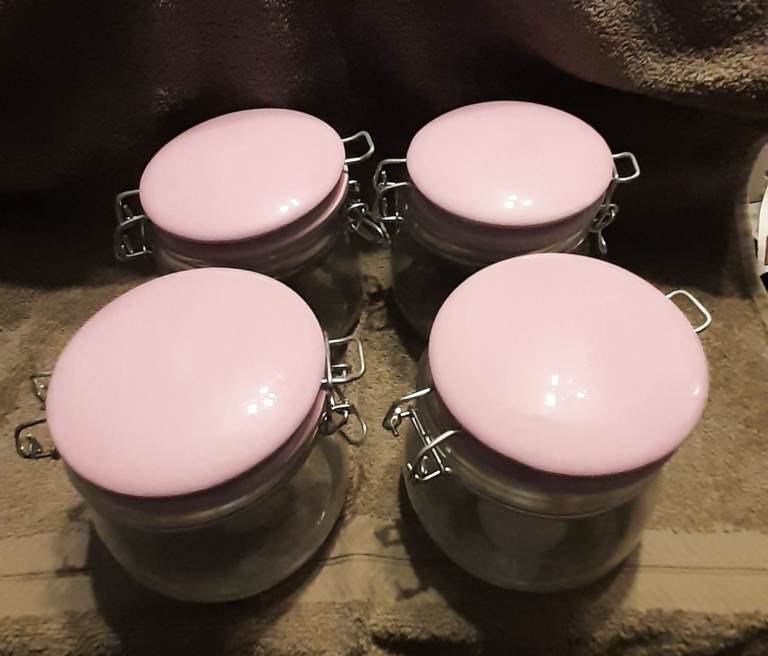 4x Glass jars with ceramic lid