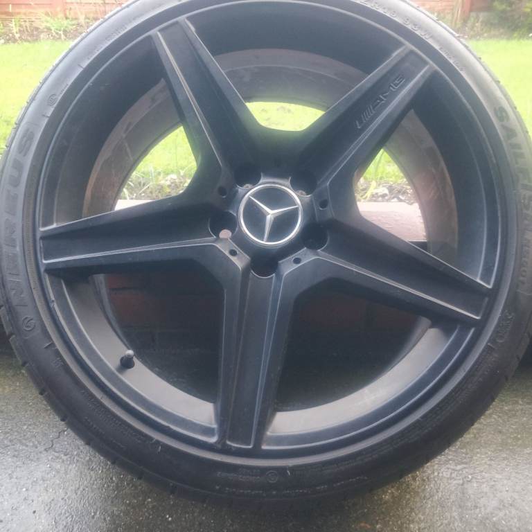 MERCEDES AMG Alpine 19 BLACK ALLOY WHEEL WITH GOOD TYRE FOR C, E & G MODELS