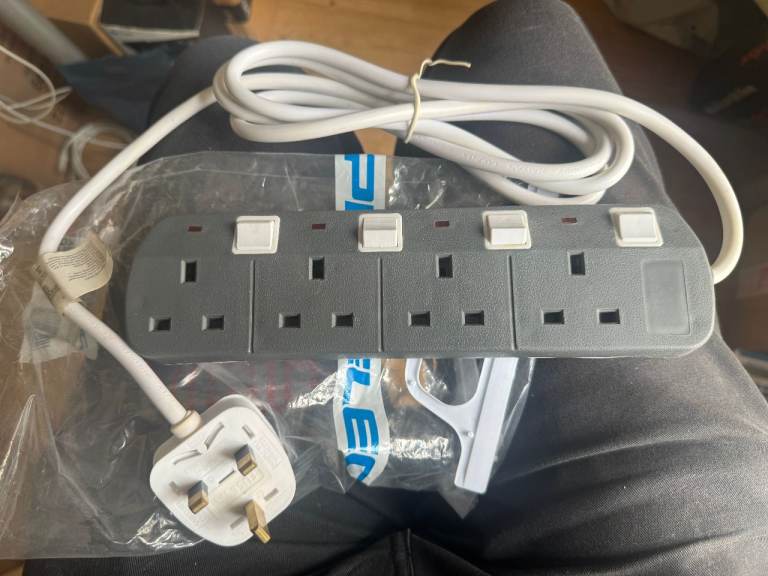 Fully Working - GREY 4 Gang Extension Plug (with Individual Switches)