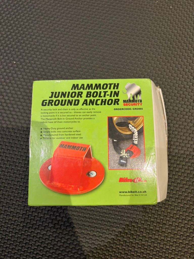Mammoth Junior Bolt-In Ground Anchor - Secure Your Motorbike/Bicycle