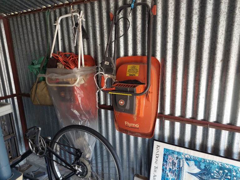 Stihl petrol strimmer, lawnmower & 2 electric flymows & all cables