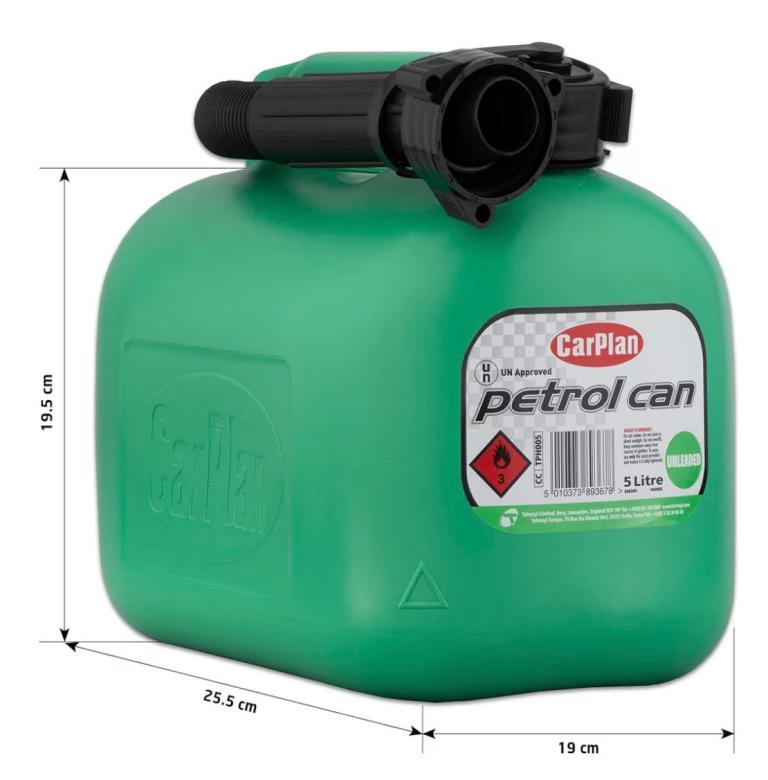 CarPlan TPH005 5L Fuel Can Unleaded Petrol (Green) 5 Litre