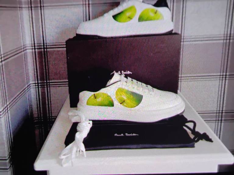 Paul Smith Hackney White Apple 50th Anniversary Men's Designer Leather Trainers.