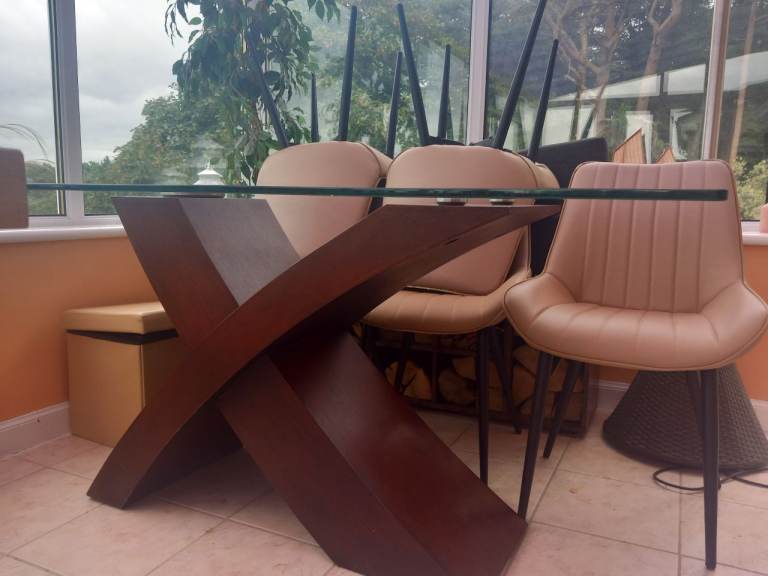 Modern glass dining table