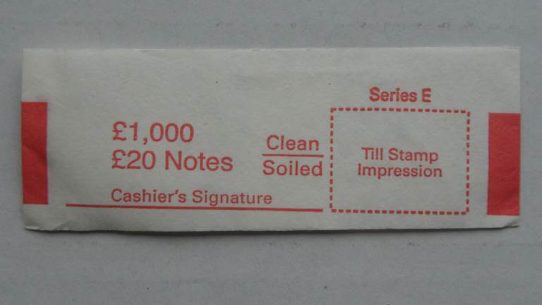 COLLECTABLE PAPER NOTE MONEY BAND £1000 £20 NOTES SERIES E UNSTAMPED WHITE & RED