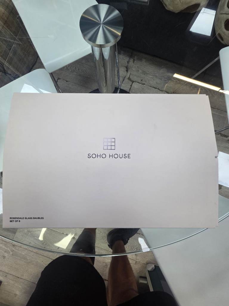 Soho House White Christmas Baubles - Set of 6, New in Box