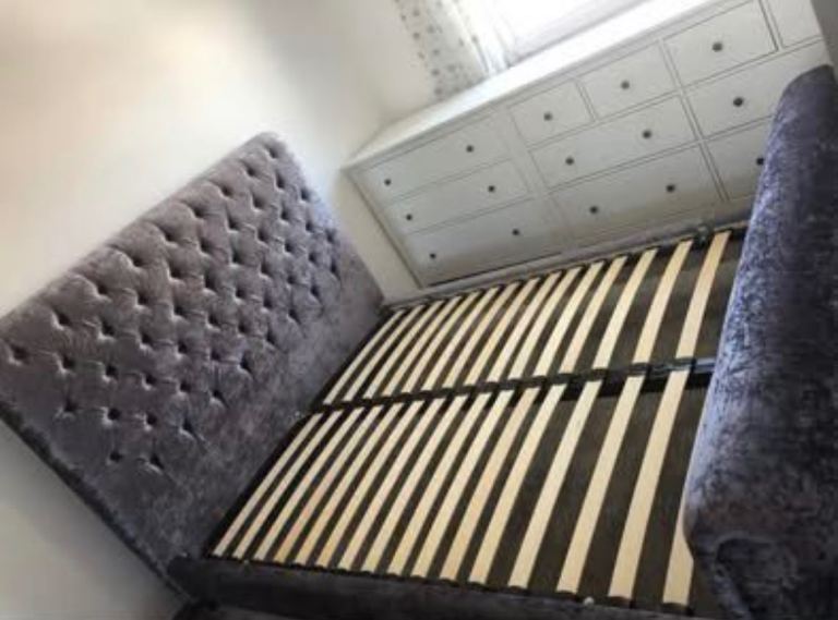 Luxury Purple Velvet King Size bed – Like New