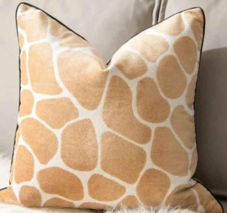  Thick heavy velvet suede Animal print velvet luxury cushions x 2  Duck feather filled pads 