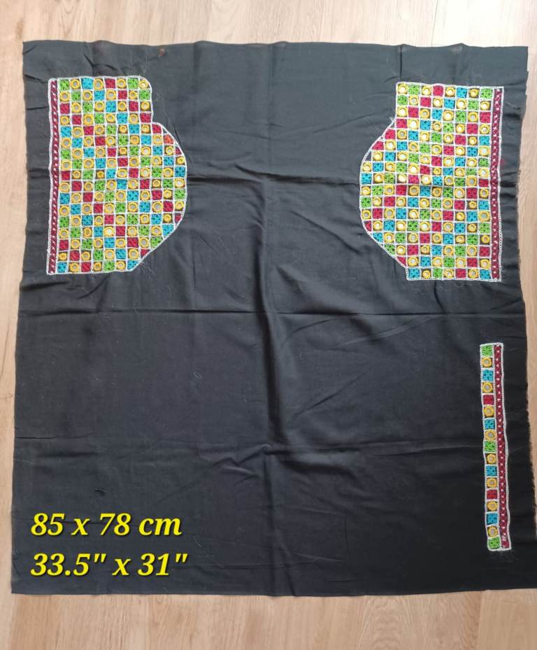 Fabric Blouse Piece BLACK  Embroidery Mirror Work Fabric  Sewing 