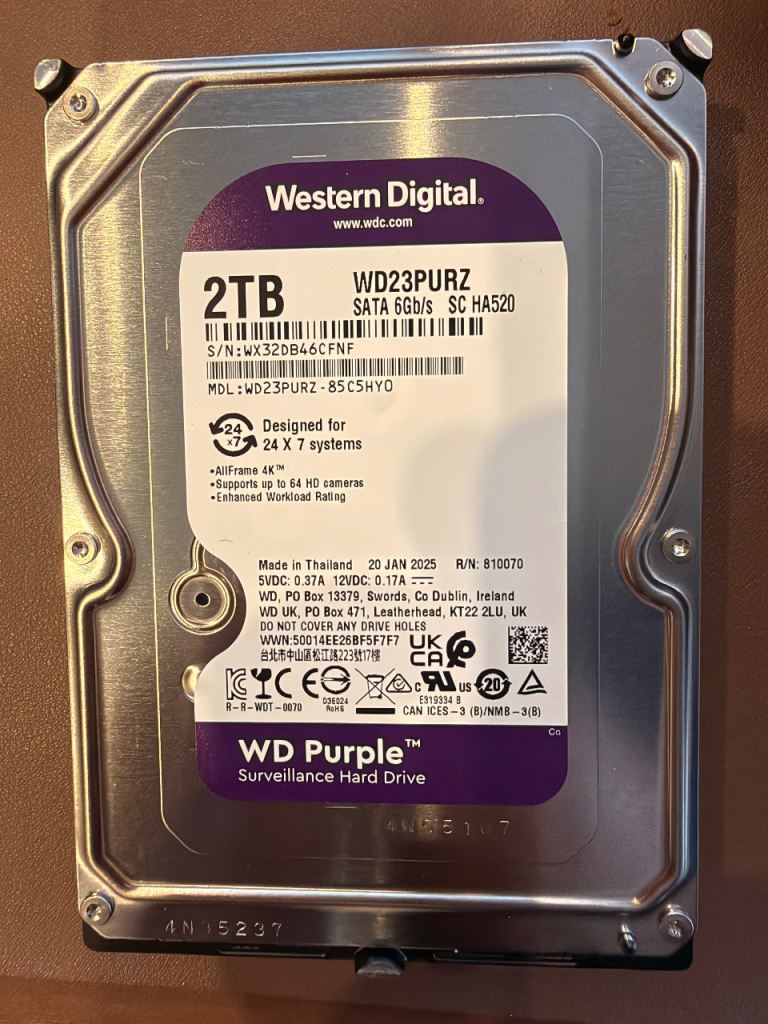 WD Purple 2TB Hard Drive