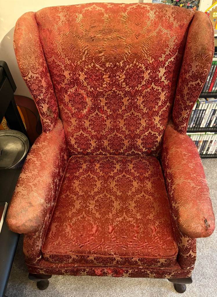 2 vintage winged chairs