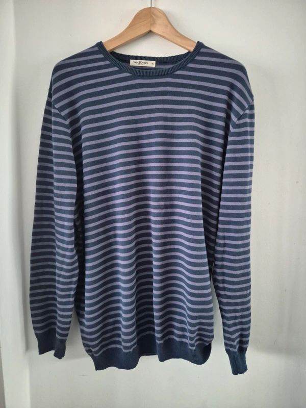 NEW WoolOvers stripey crew neck jumper, size XL