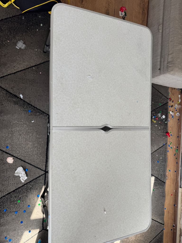 Folding Camping Table with Chairs – Beige, Fair Condition
