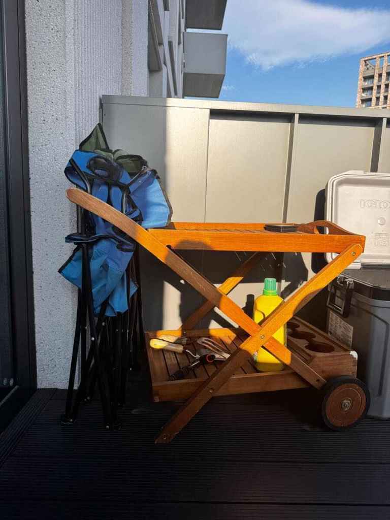 Wooden Garden Trolley / Bar Cart on Wheels – Good Condition