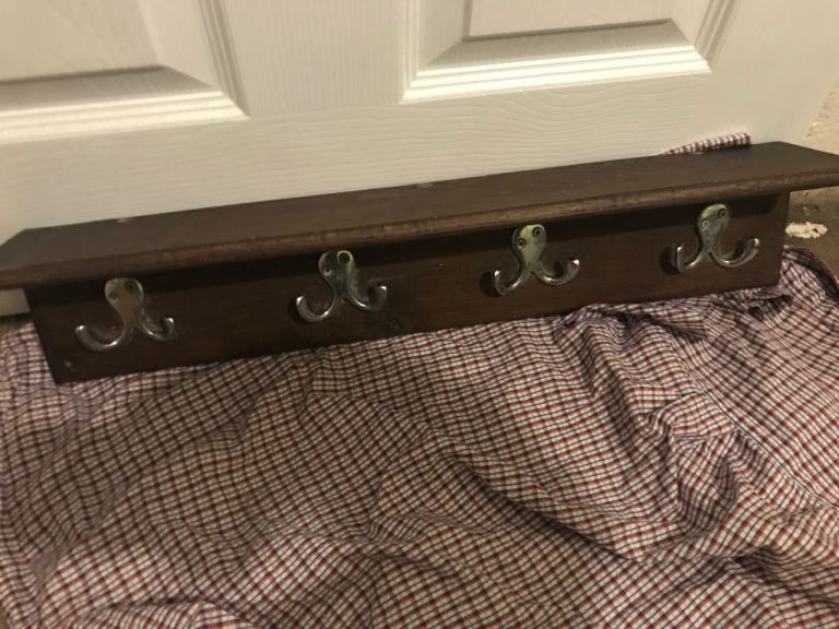 Solid oak handmade coat rack and shelf