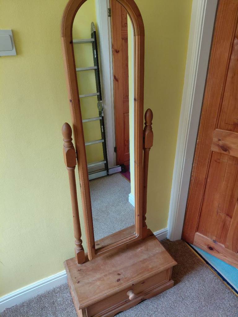 Solid pine vintage cheval mirror