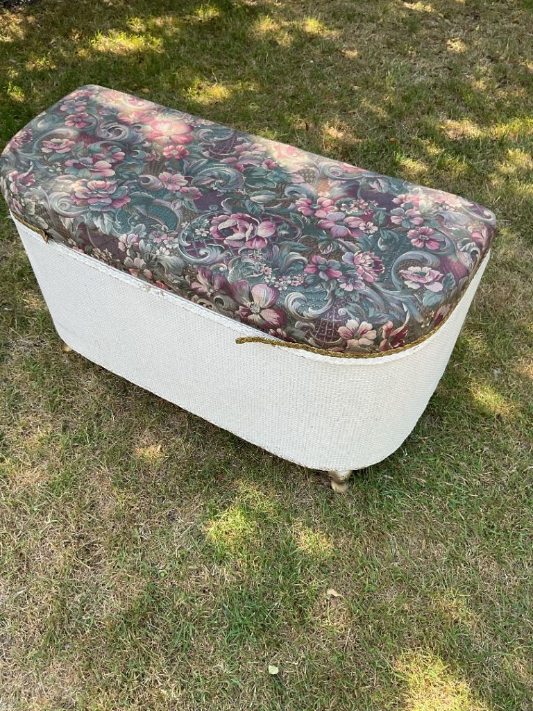 Vintage Lloyd loom wicker ottoman