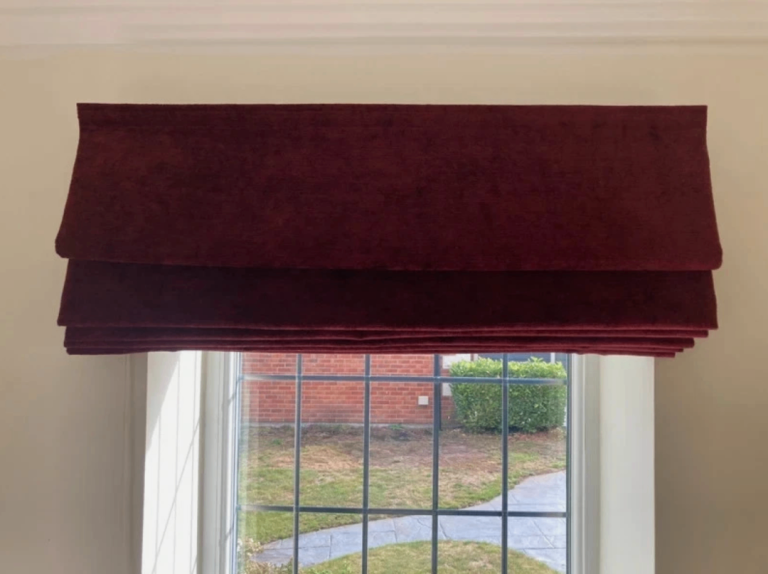 2 x Red Chenille Roman Blinds