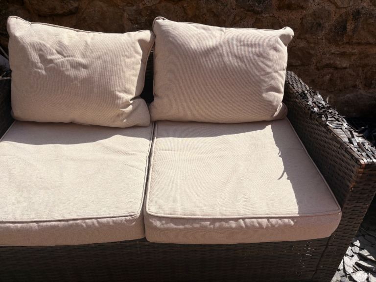 Garden sofa brown wicker 