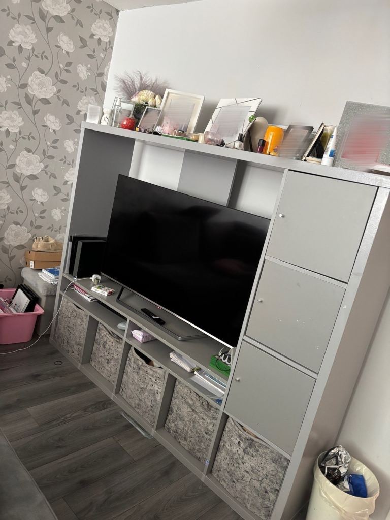 Free Large Grey Storage Unit with TV Space 