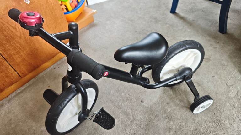 LOVELY Kids Balance Bike with Training Wheels – Black, Good Condition