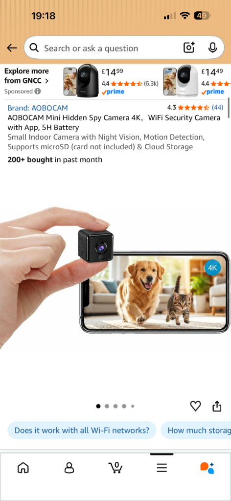 AOBOQAM Mini Hidden Spy Camera 4K - NEW
