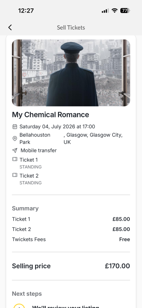 My Chemical Romance Bellahouston Park Tickets - 2 Standing