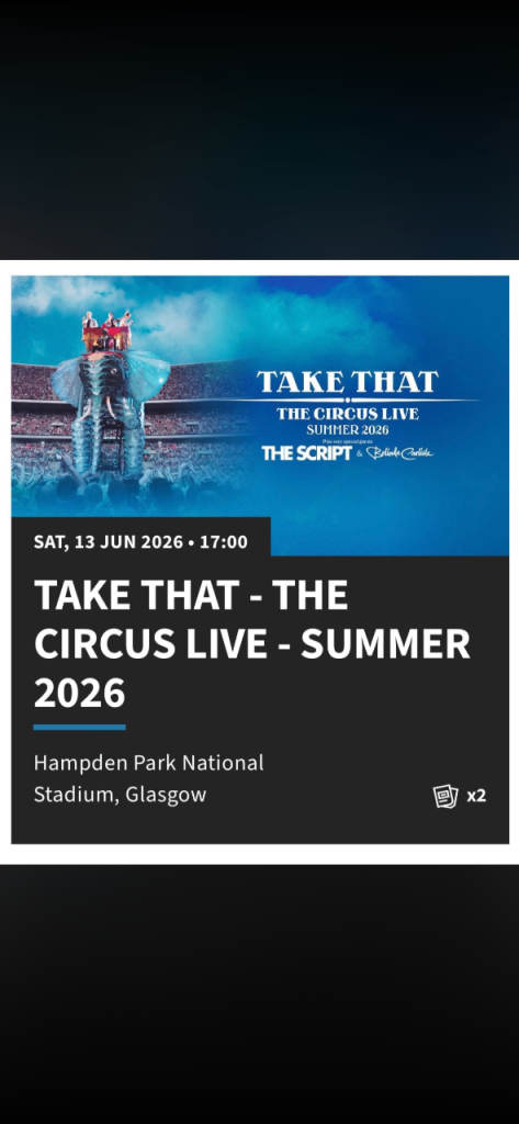 Take That - The Circus Live Tickets x 2