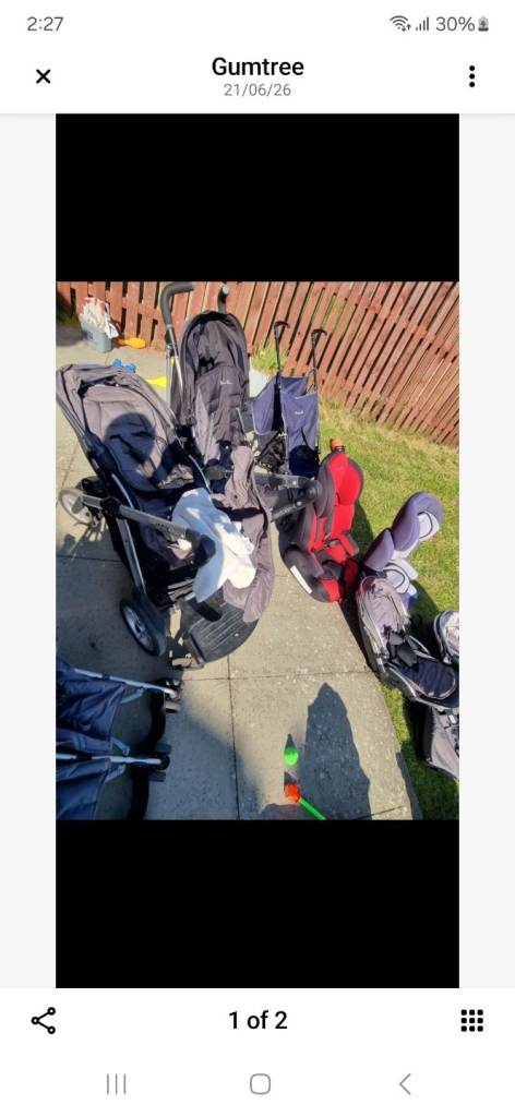 Oyester double buggy/pram with buggy board and extras