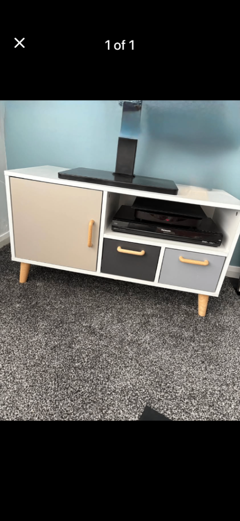 Modern Multicoloured TV Stand with Storage Unit - Good Condition