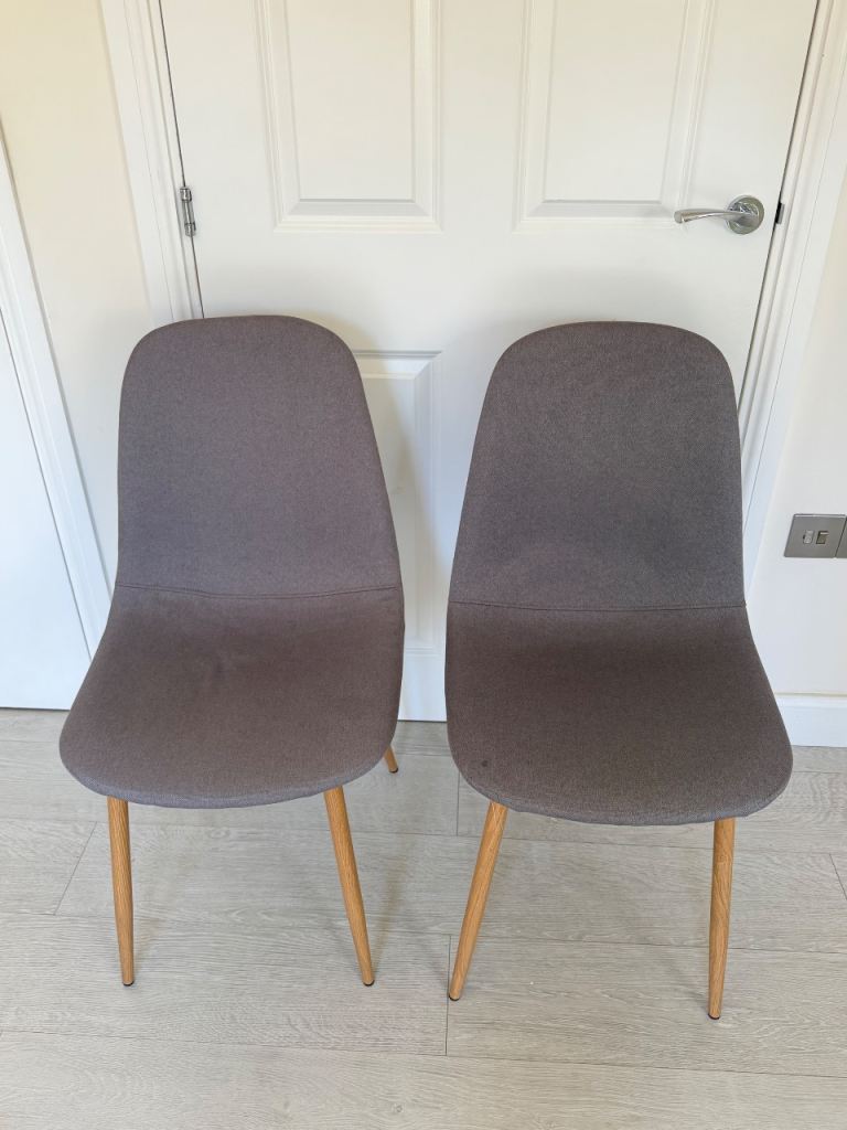 Jysk Ikea 2 dining chair kitchen dining room bedroom five grey fabric ikea New