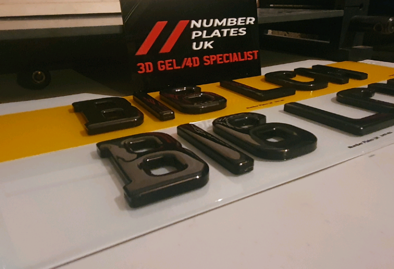 6mm Black 4D Gel Car Number Plates - Road Legal
