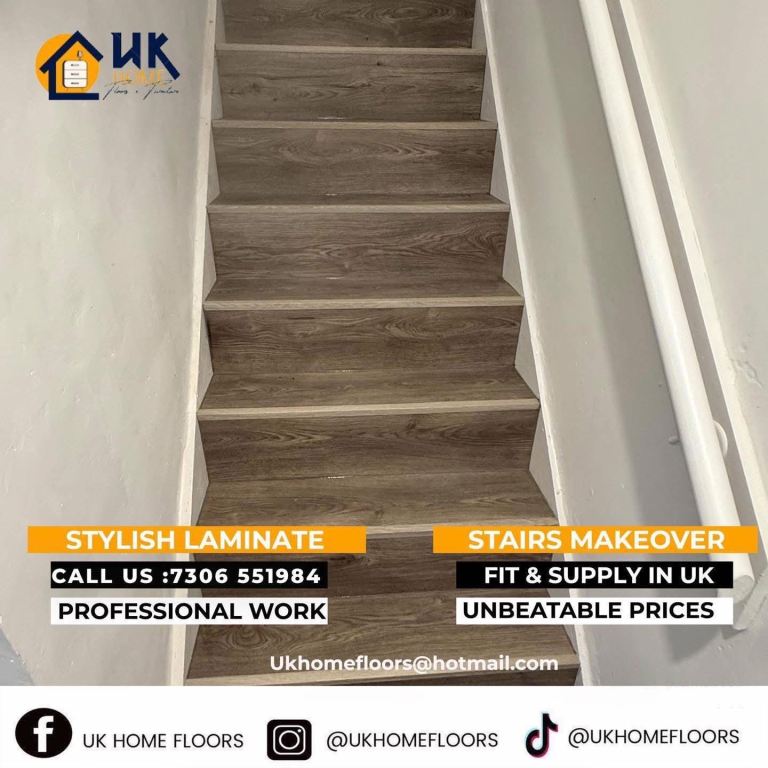 Stylish Laminate Flooring for Stairs - Grey Wood Effect