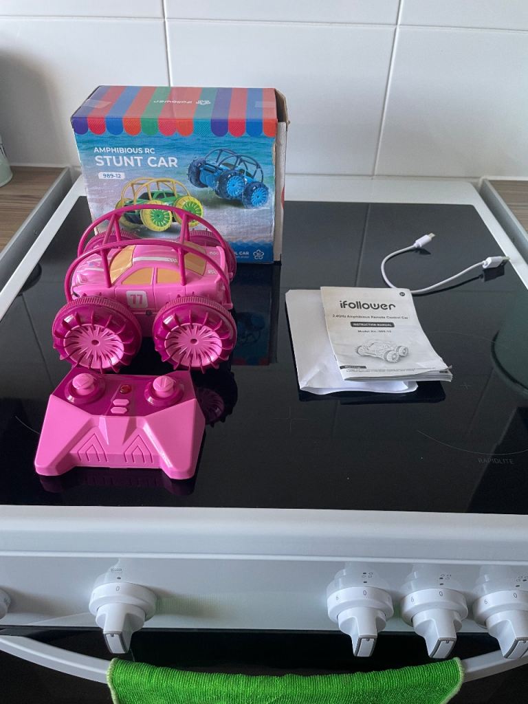 Pink RC Stunt Car - Amphibious & Remote Controlled, with Box